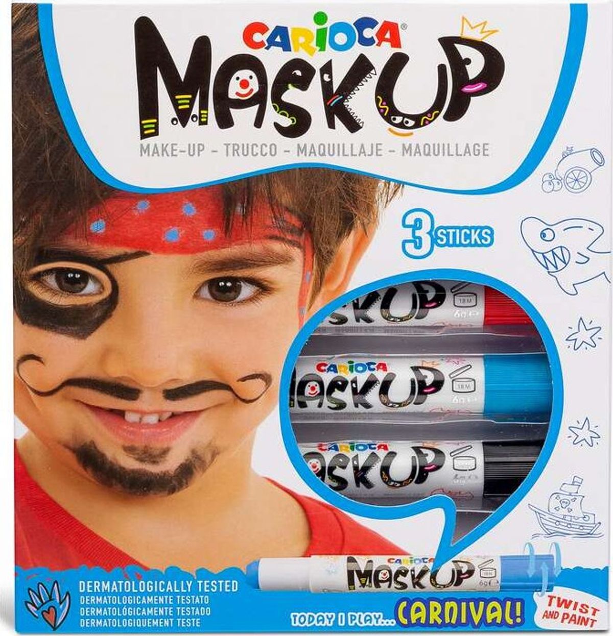 Carioca Mask Up - Ansigtsmaling - Karneval - 3 Farver