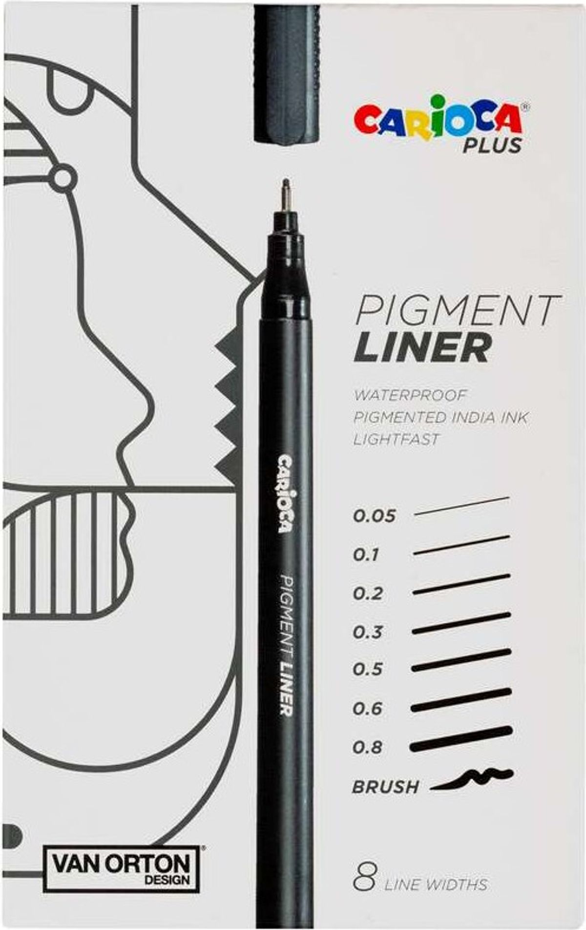 Carioca Plus - Pigment Liner Sæt - Sort - 8 Stk