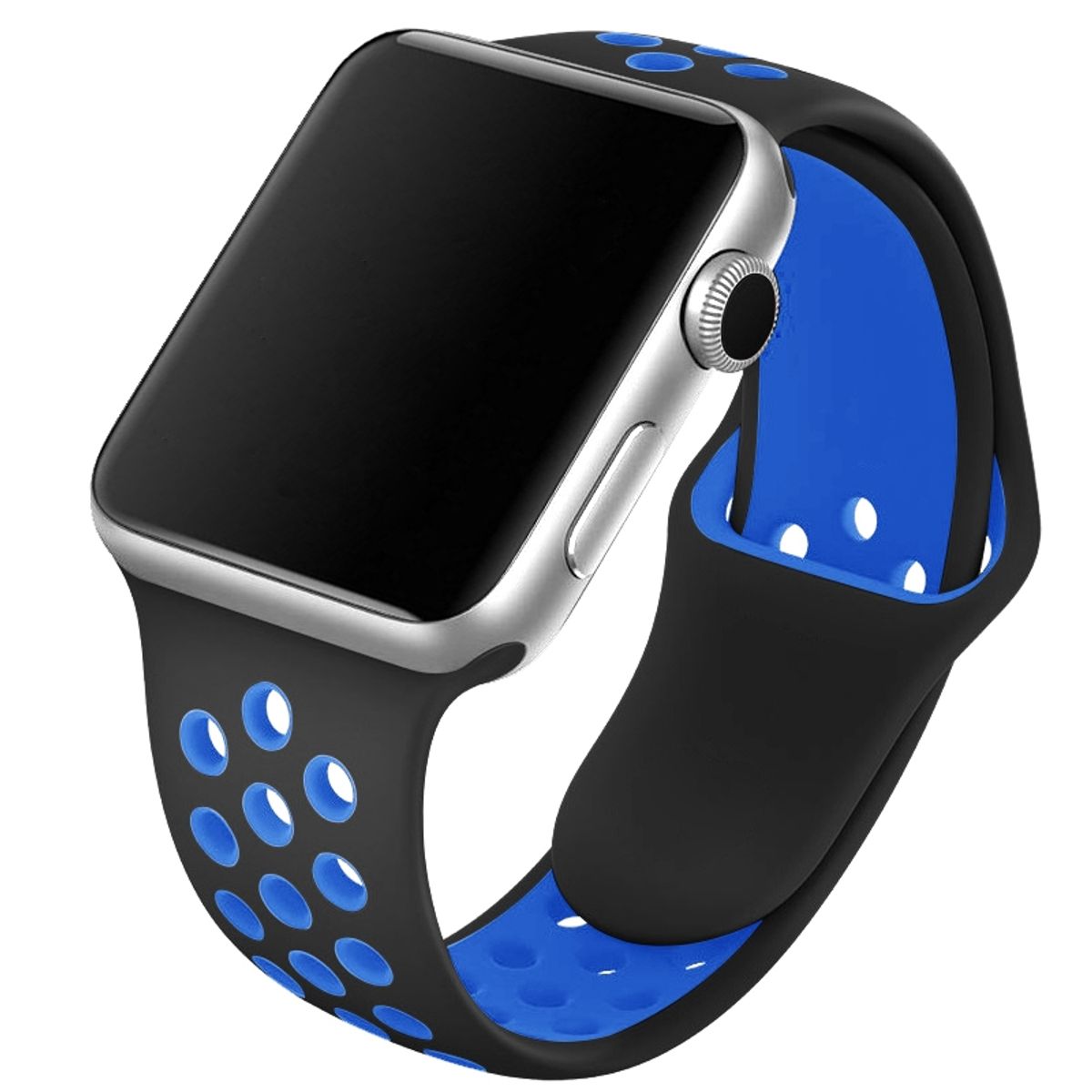 CarloA Apple Watch Black&Blue Silicone Strap 42/44 mm