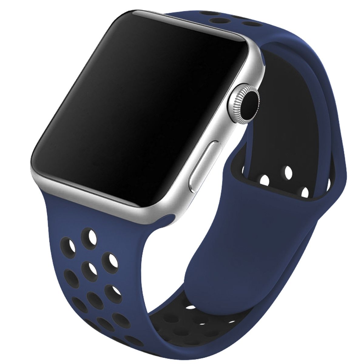 CarloA Apple Watch Dark Blue and black Silicone Strap 42/44 mm