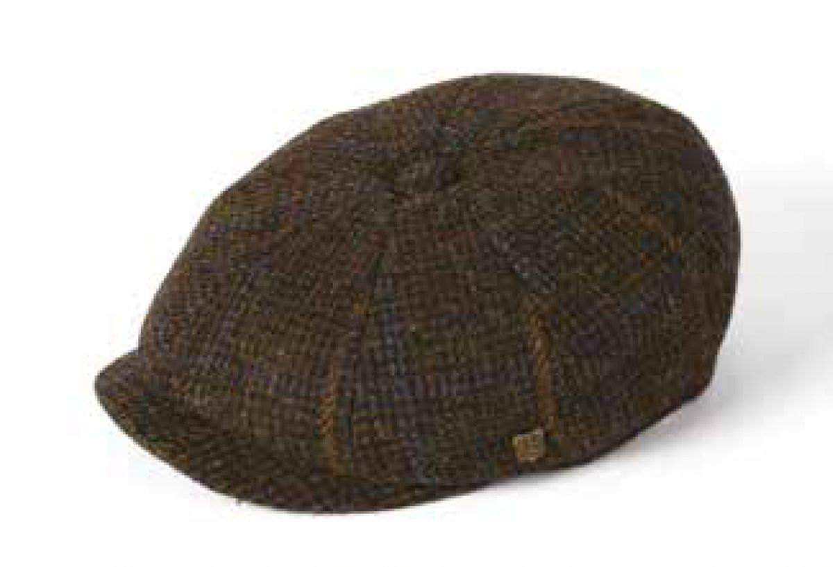 Carloway Harris Tweed Bakerboy Hat - grøn - 56 cm