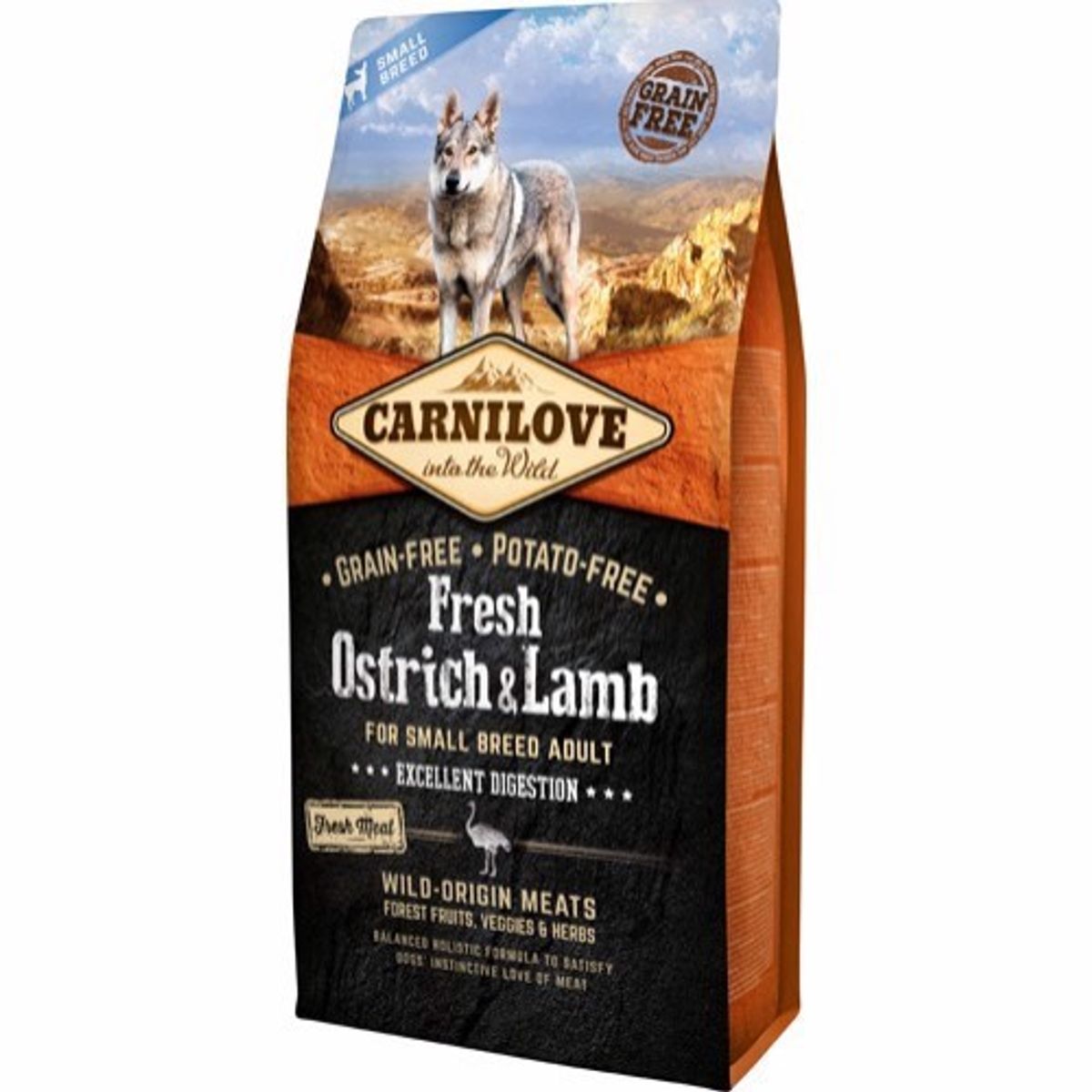 Carnilove Adult Small Breed Ostrich & Lamb, 6 kg