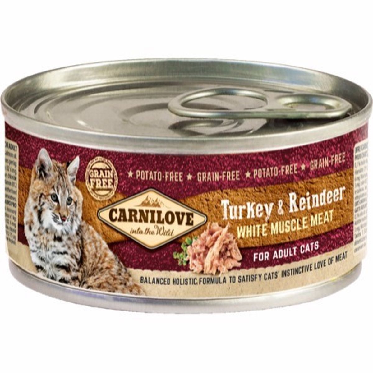 Carnilove Cat Adult dåsemad Kalkun & Rensdyr, 12 dåser á 100g