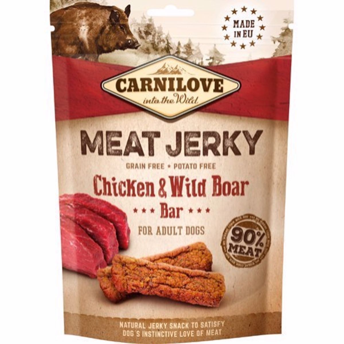 Carnilove Meat Jerky, Kylling og Vildsvin Bar, 100g