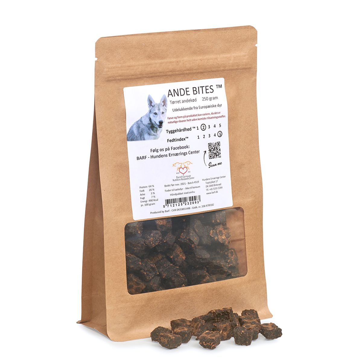 Carnitreats Ande bites 250g, naturlig hundesnack