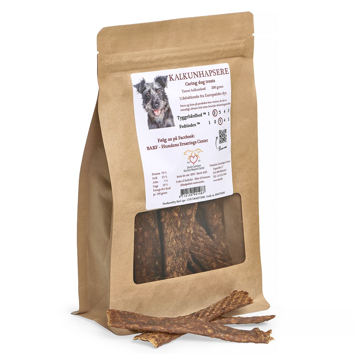 Carnitreats Kalkun hapsere 200g, naturlig hundesnack