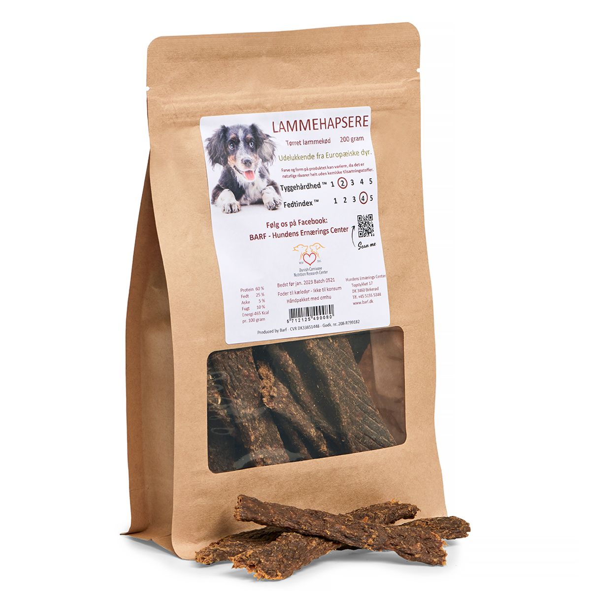 Carnitreats Lamme hapsere 200g, naturlig hundesnack