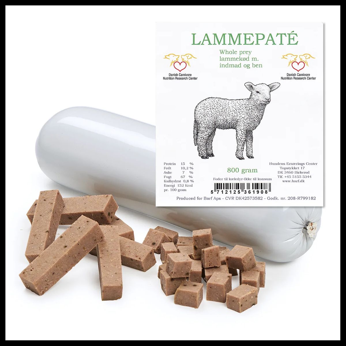 Carnitreats Lamme pate med ben 800 gram Tilsat Vitaminer