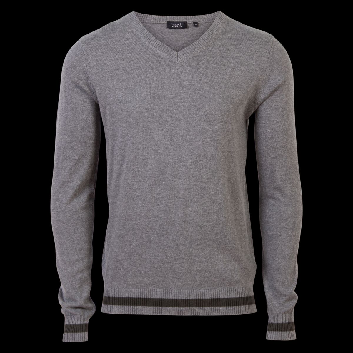 Carnét Row Herre Striktrøje - Mid. Grey Melange - S