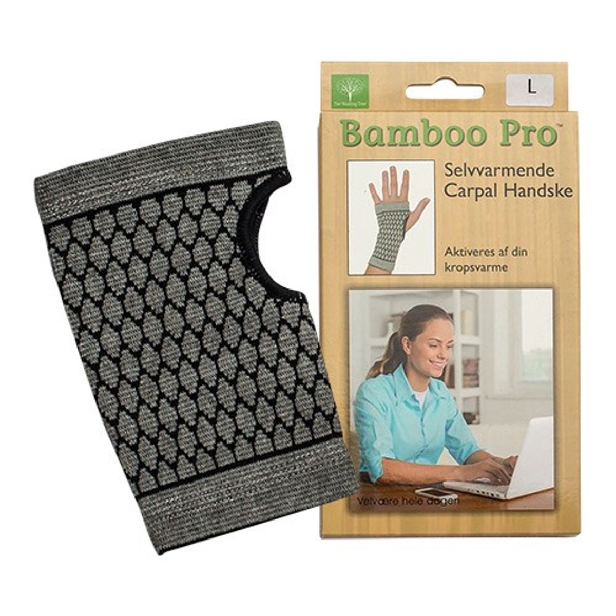 Carpal handske, selvvarmende Str. L - 1 styk - Bamboo Pro