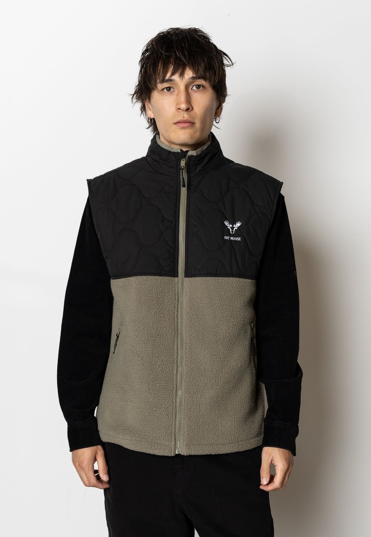 CARTER FLEECE VEST - Grey green/Black