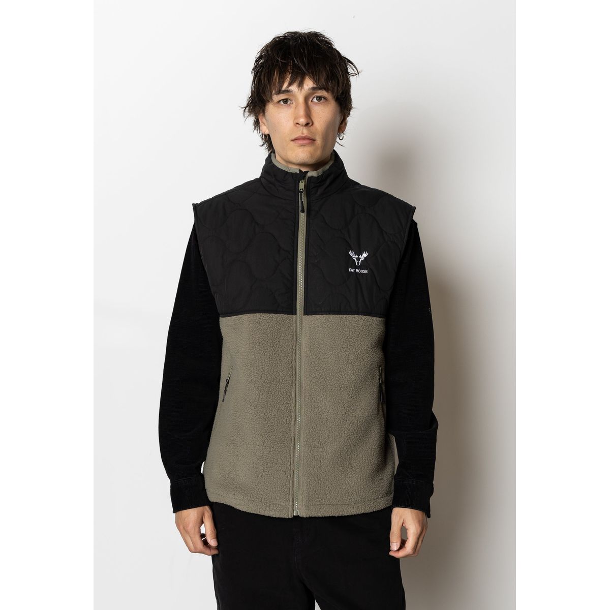 CARTER FLEECE VEST - Grey green/Black