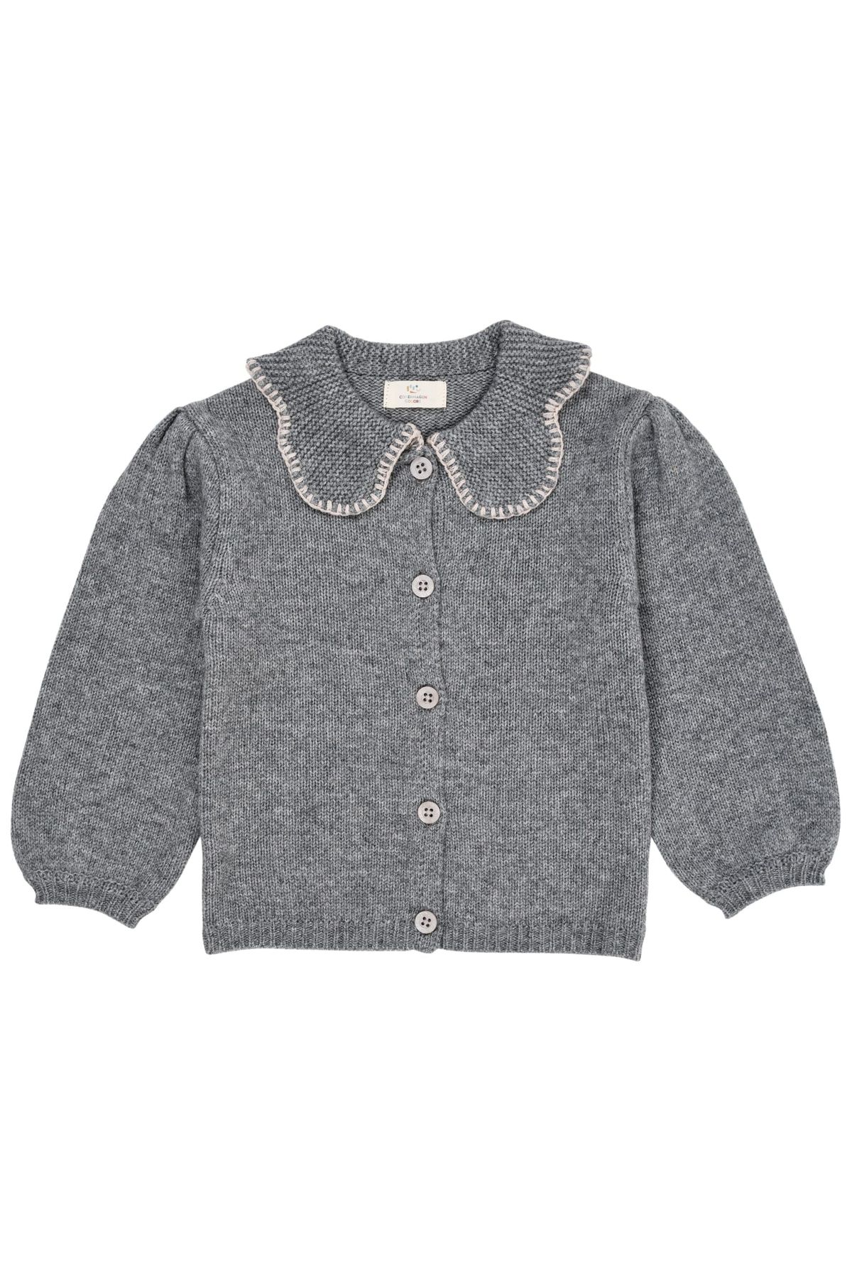 CASHMERE CARDIGAN MED KRAVE - GREY MEL - GREY MEL / 104