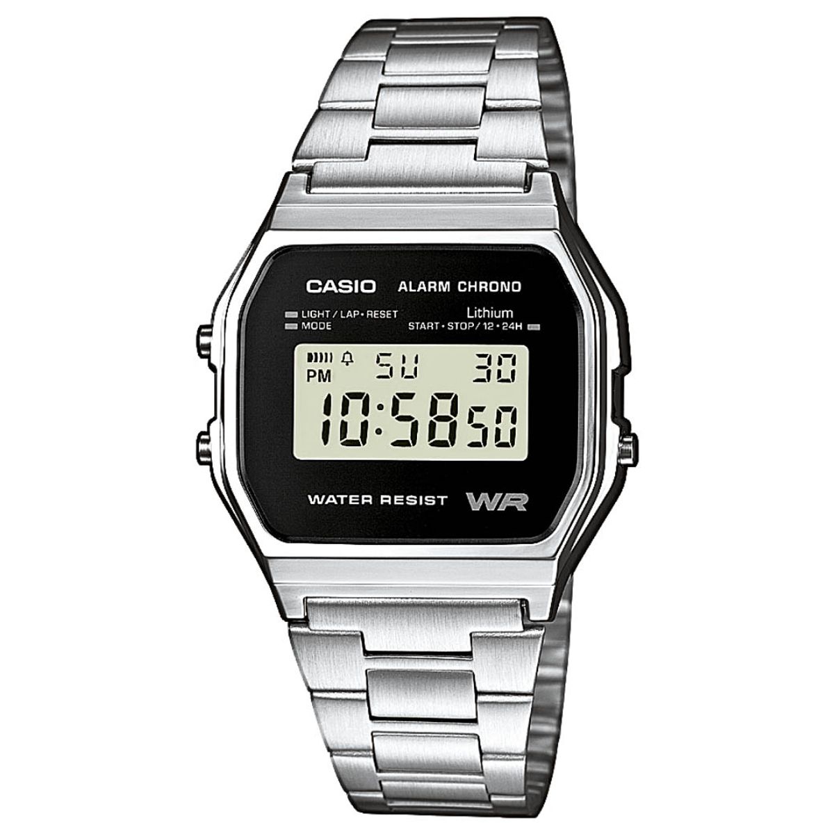 CASIO CLASSIC/RETRO - BASIC (593) digital armbåndsur med stållænke