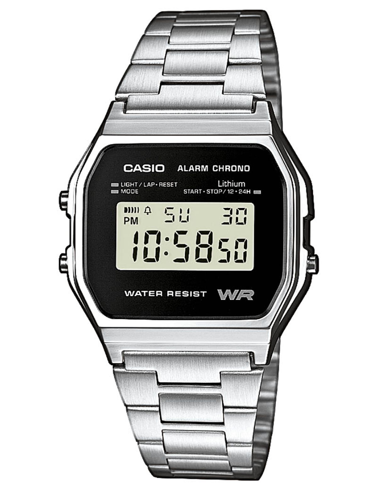 CASIO CLASSIC/RETRO - BASIC (593) digital armbåndsur med stållænke