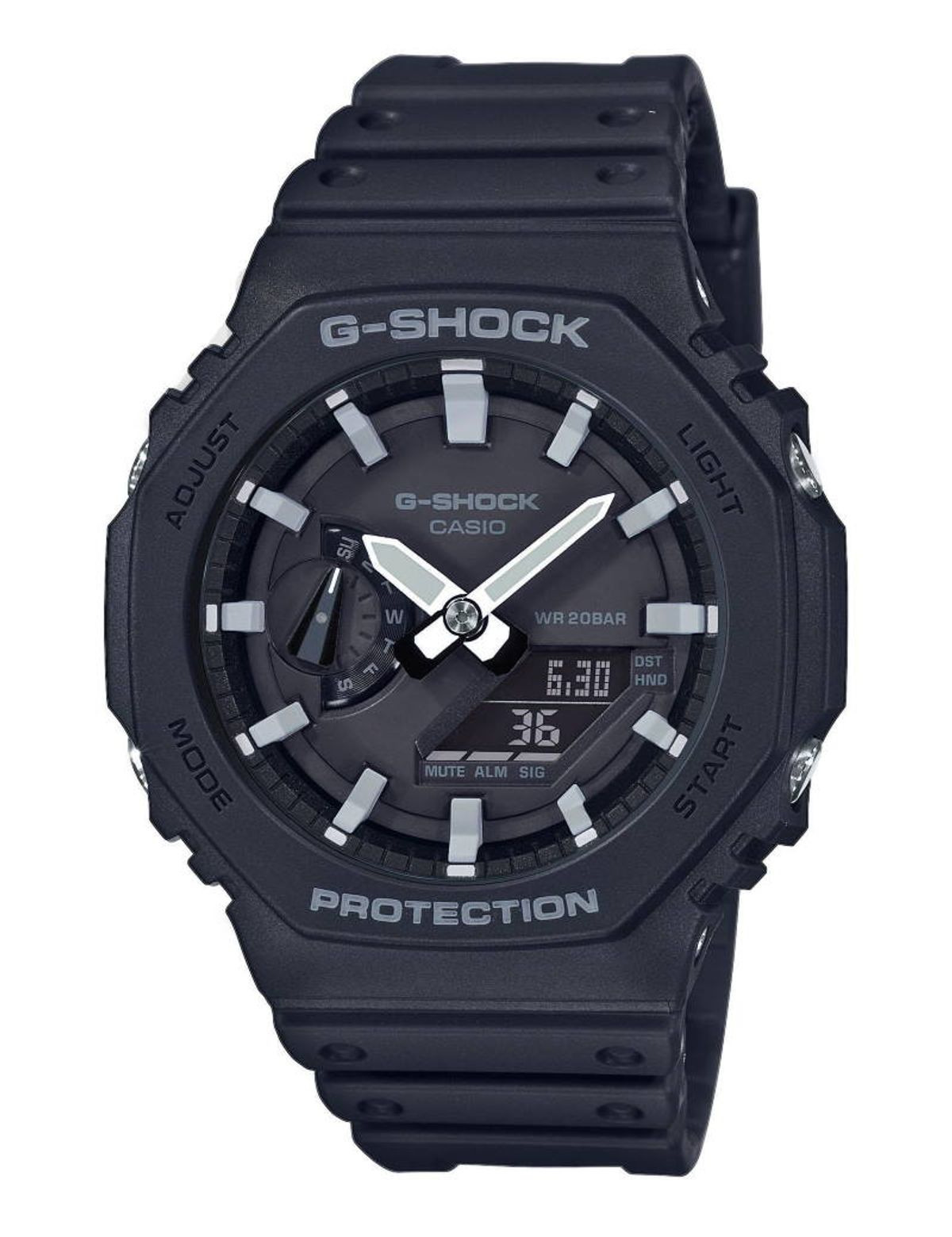 CASIO G-SHOCK (5611) ANALOG/DIGITAL SORT UR med lyse markeringer