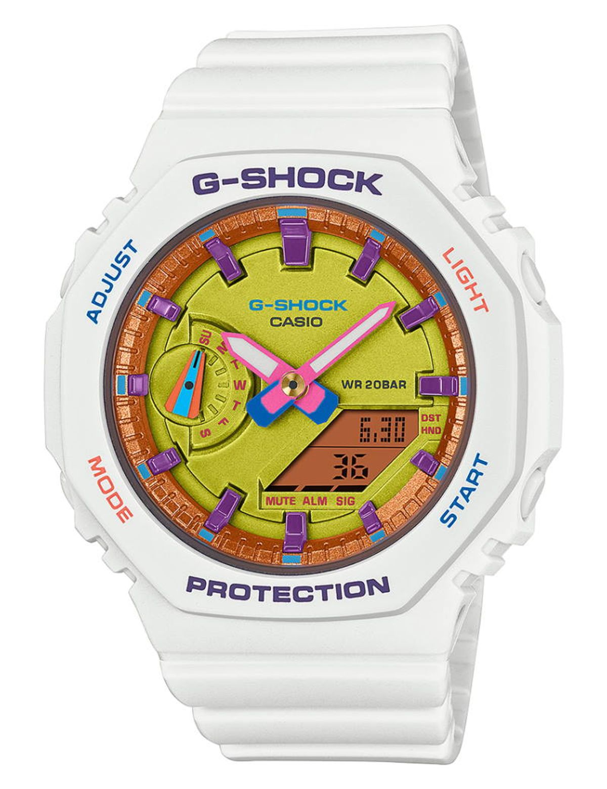 Casio G-Shock Women ur multifarvet med hvid fiberrem