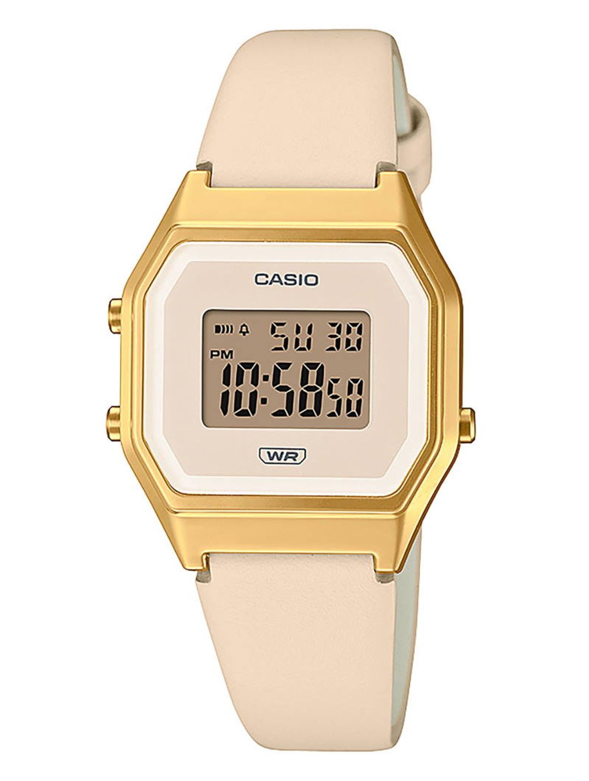 Casio Vintage LA680WEGL-4EF guldfarvet med beige læderrem