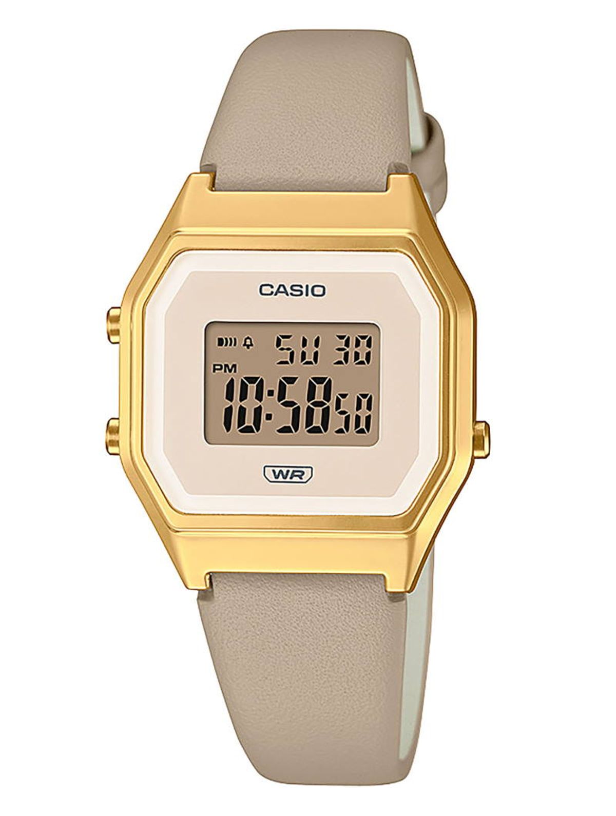 Casio Vintage LA680WEGL-5EF guldfarvet med brun læderrem