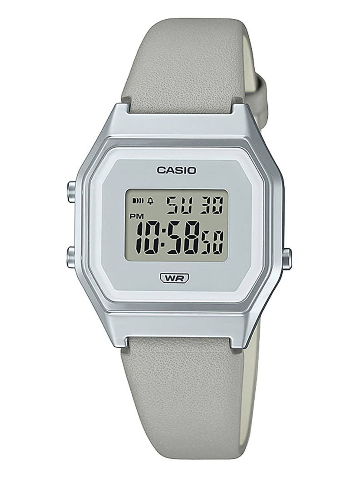 Casio Vintage LA680WEL-8EF stål med grå læderrem