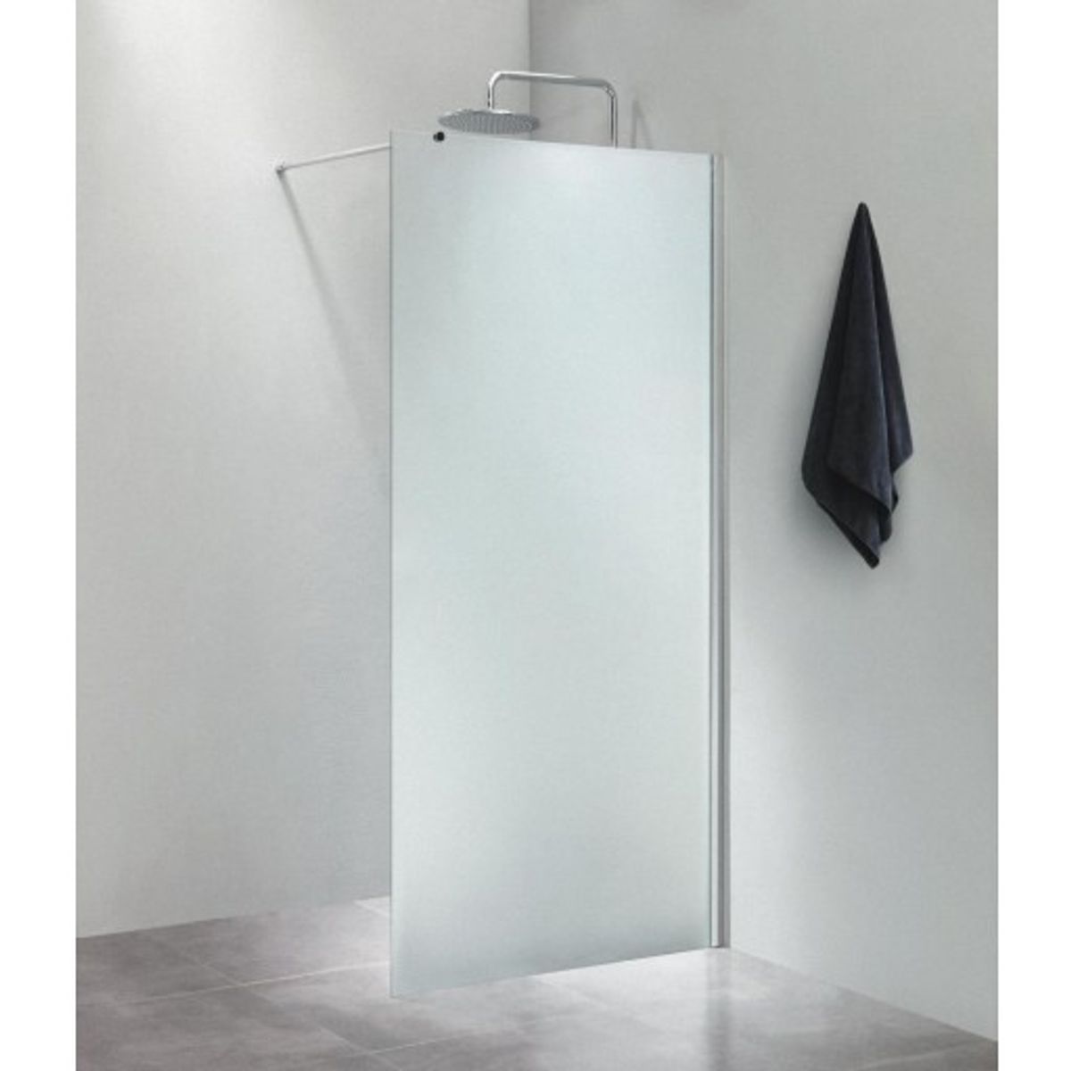 Cassøe Slim brusevæg, 70 cm, frostet glas, aluminium profil