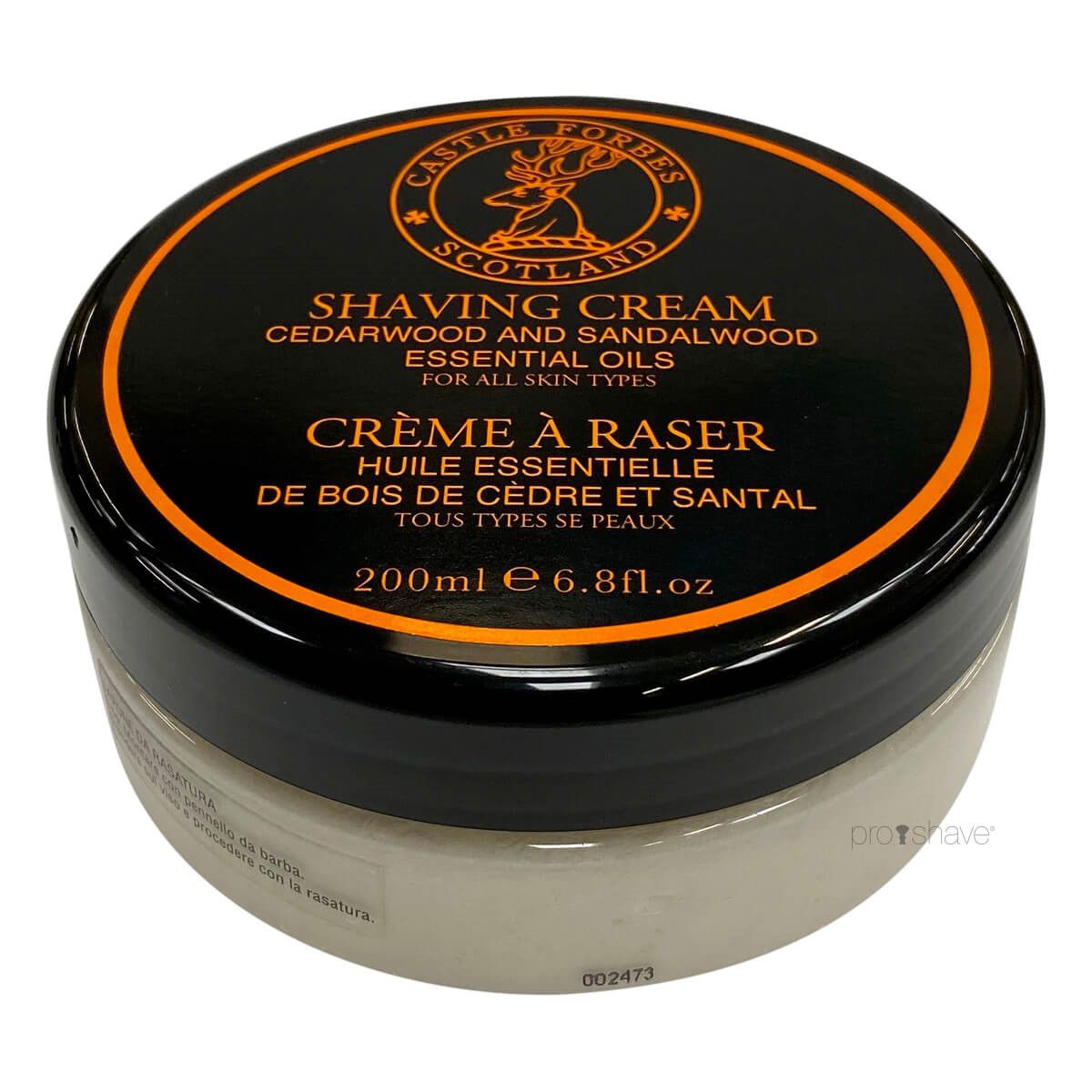 Castle Forbes Barbercreme, Cedarwood & Sandalwood Oils, 200 ml.