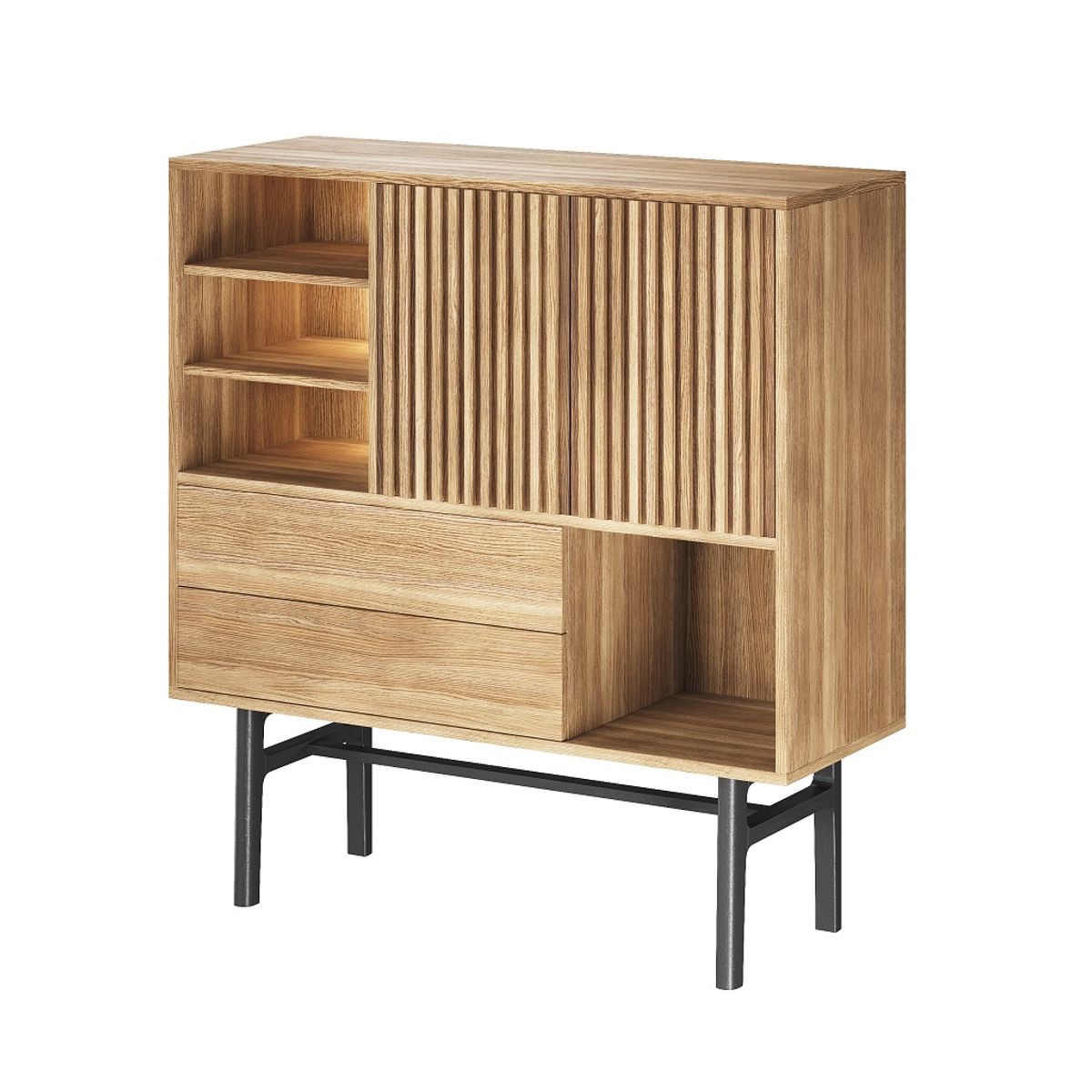 Casø 230 Highboard m/lamellåger - olieret eg