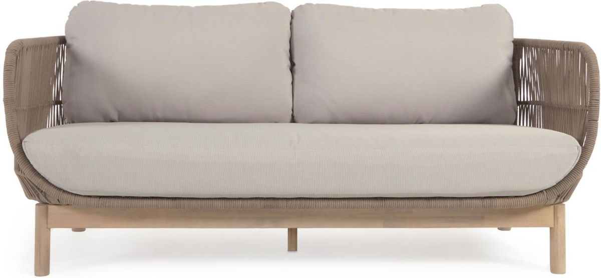 Catalina, Udendørs 3-personers sofa, beige, H78x170x80 cm, massiv træ