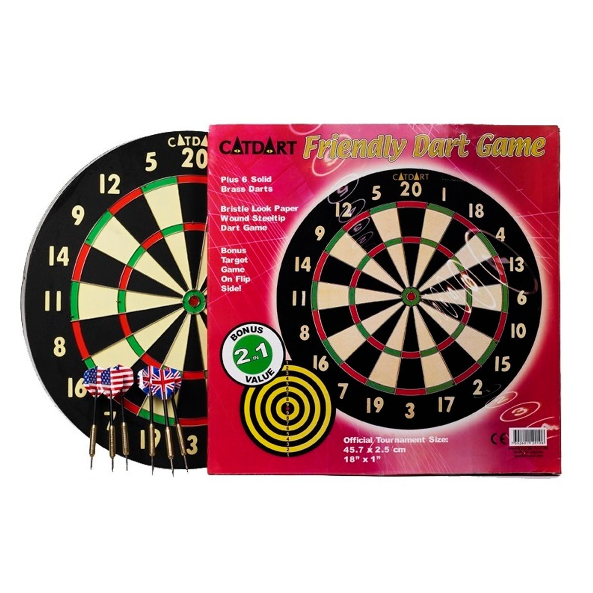 Catdart Friendly Dartskive med 6 pile - Et fint spil - HURTIG LEVERING