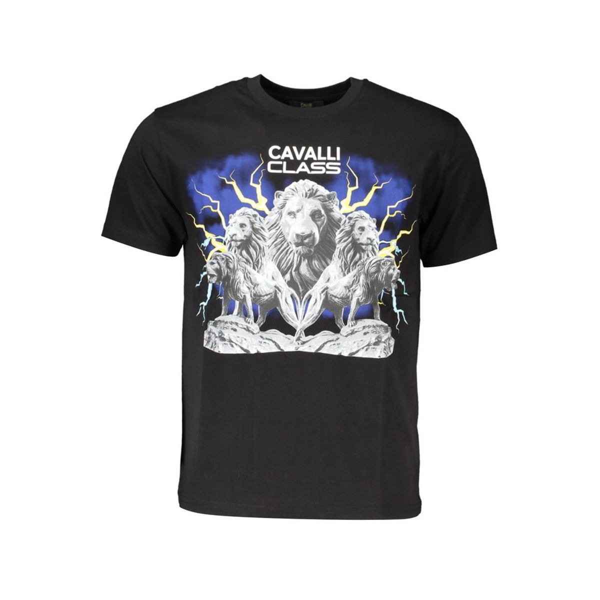 Cavalli Class Black Cotton Men T-Shirt