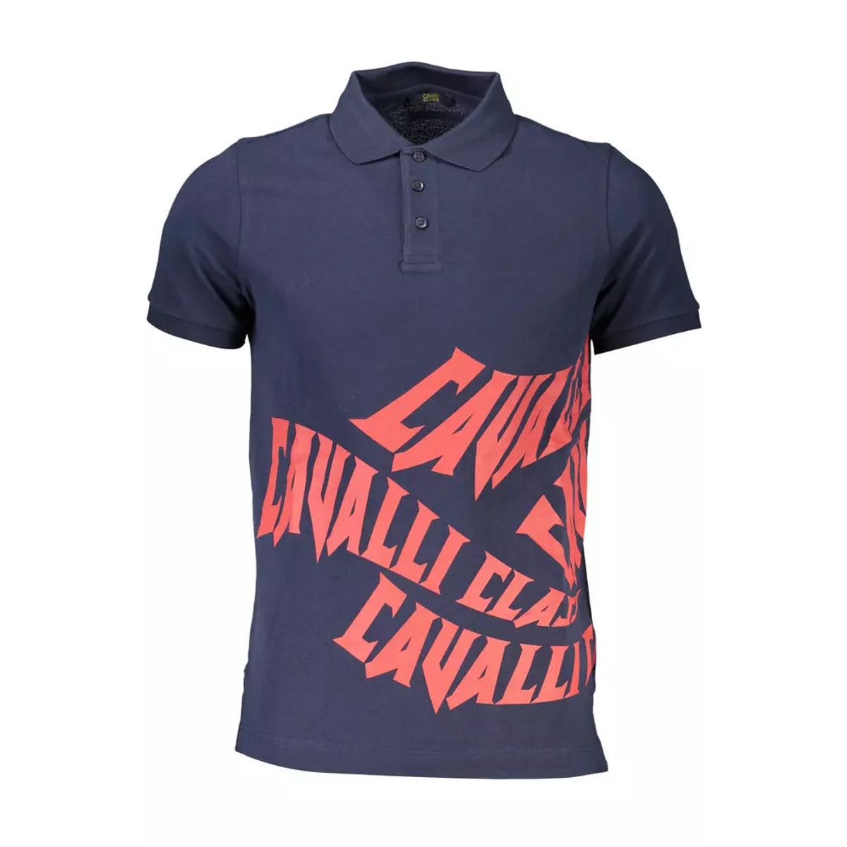 Cavalli Class Blue Cotton Men Polo Shirt