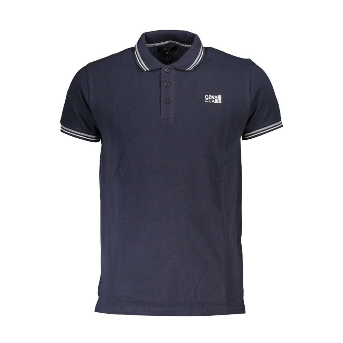 Cavalli Class Blue Cotton Polo Shirt