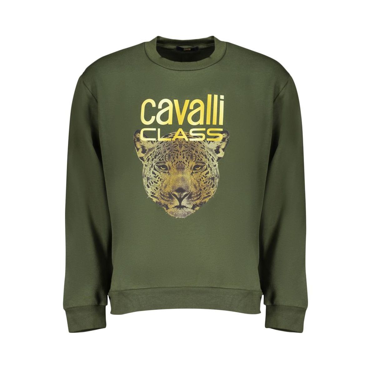 Cavalli Class Elegant Green Fleece Crew Neck Sweatshirt