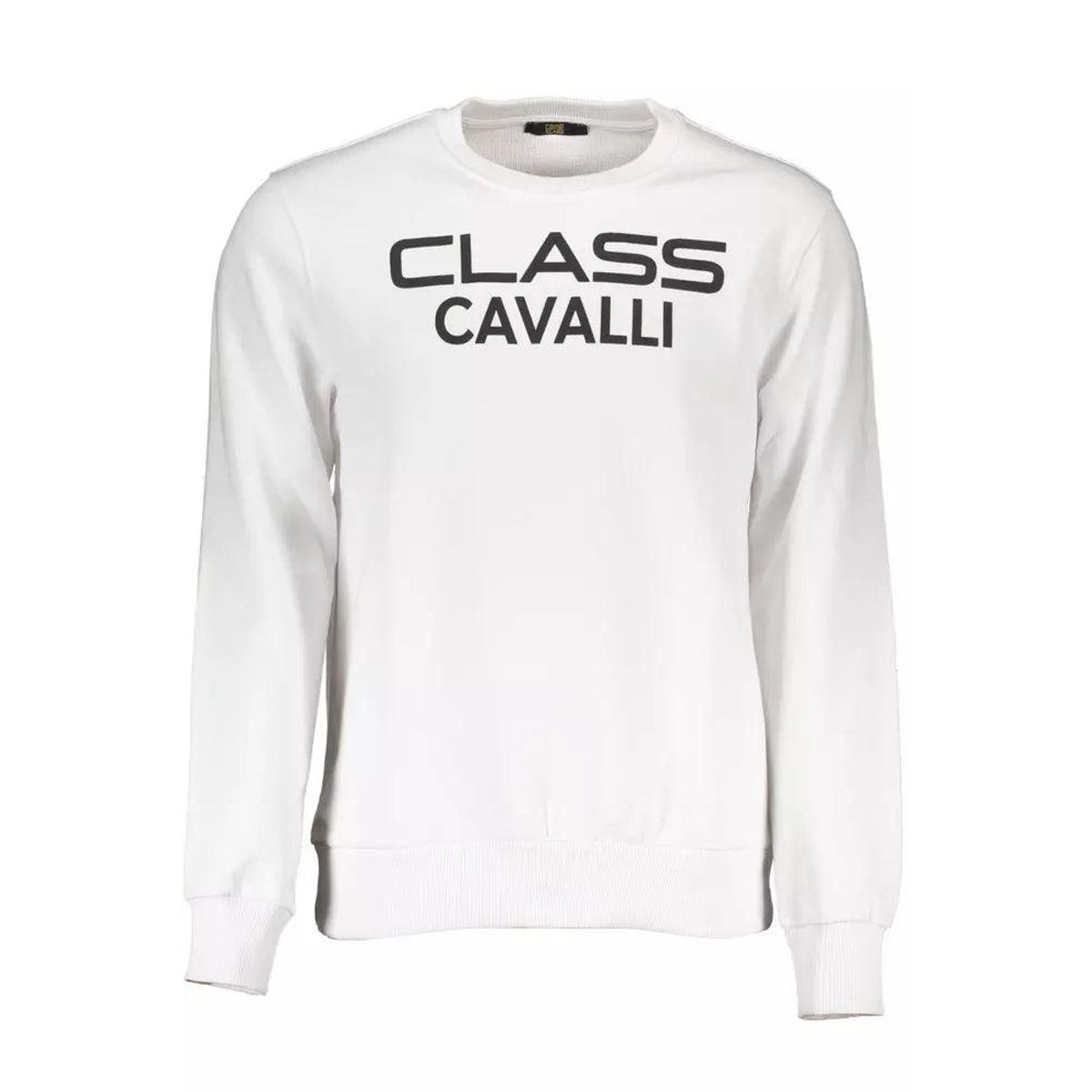 Cavalli Class White Cotton Herre Sweater