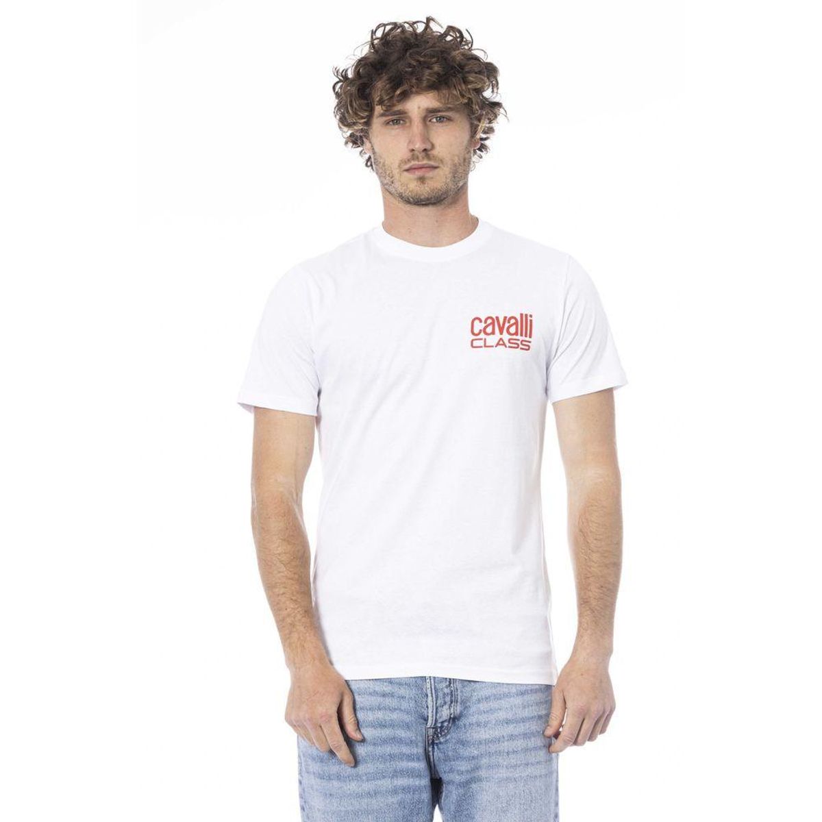 Cavalli Class White Cotton T-Shirt