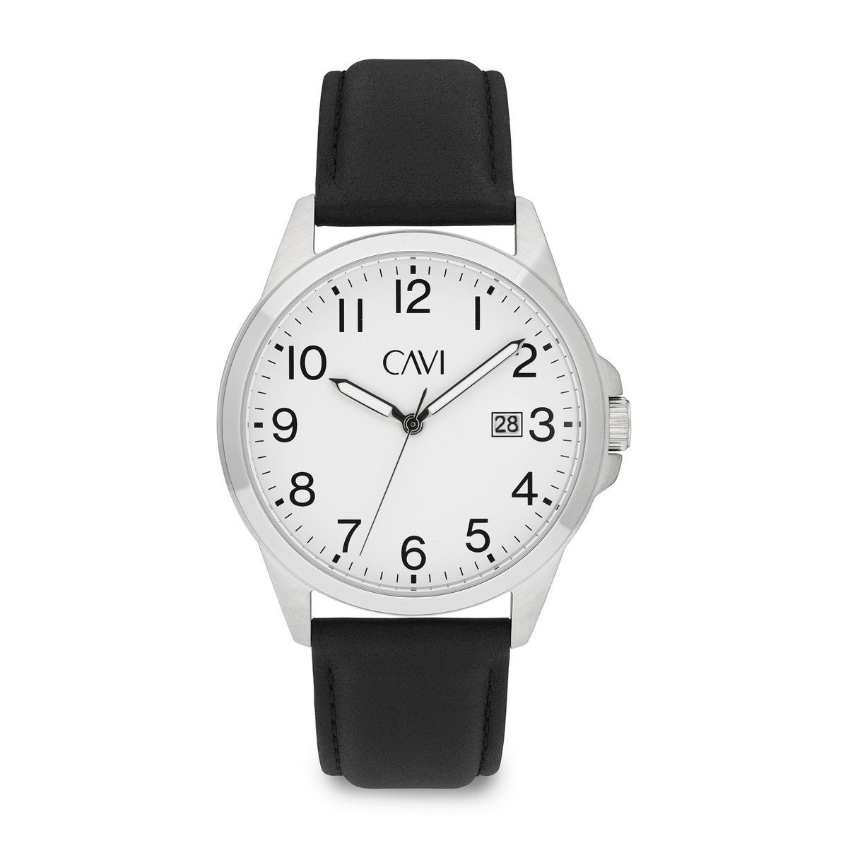 CAVI Watches - Leo ur m. sort rem, white Stål Rustfrit