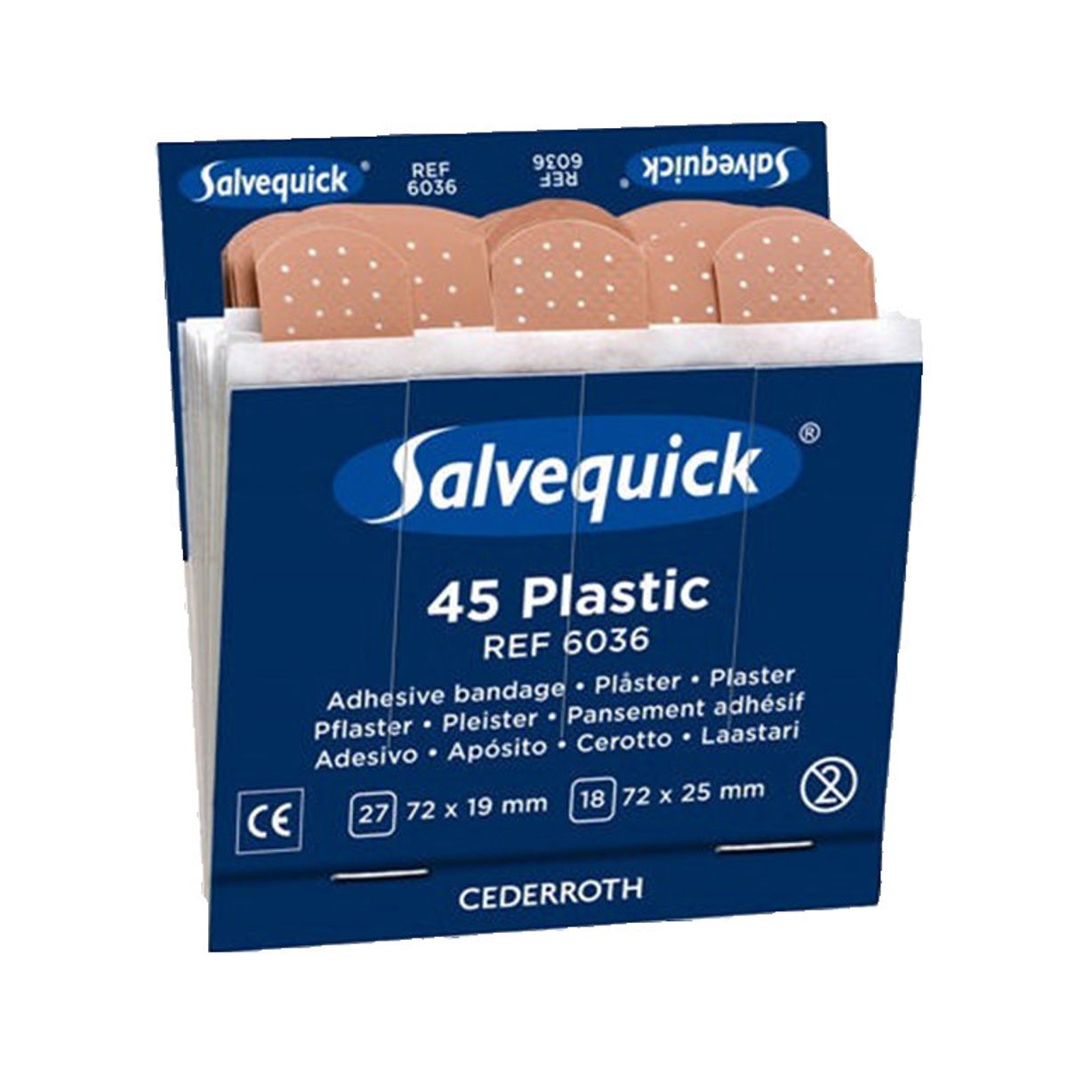 Cederroth Salvequick Plast plaster - 6 refiller á 40 plastre