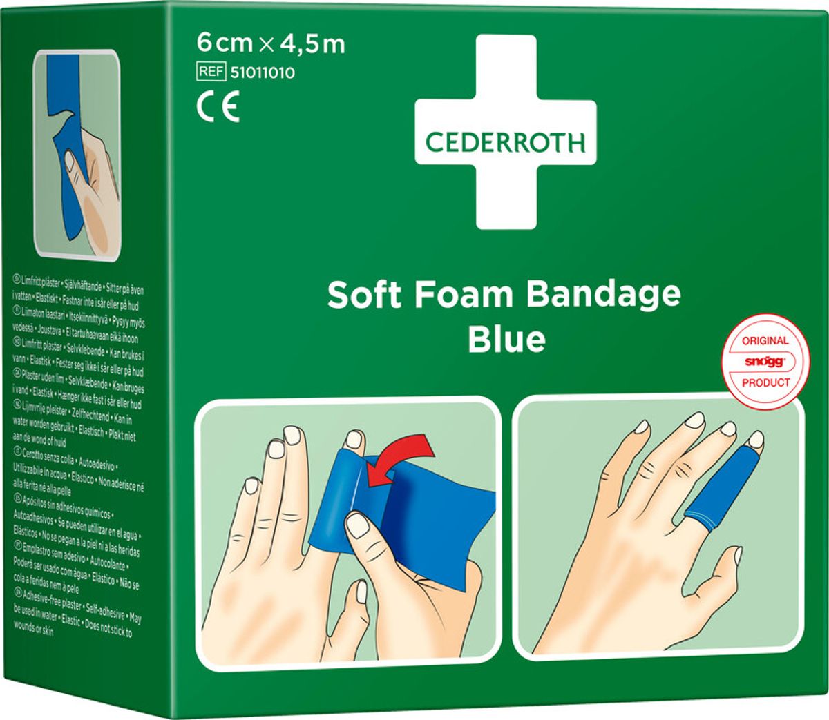 Cederroth soft bandage/plaster, blå, 6cm x 450cm