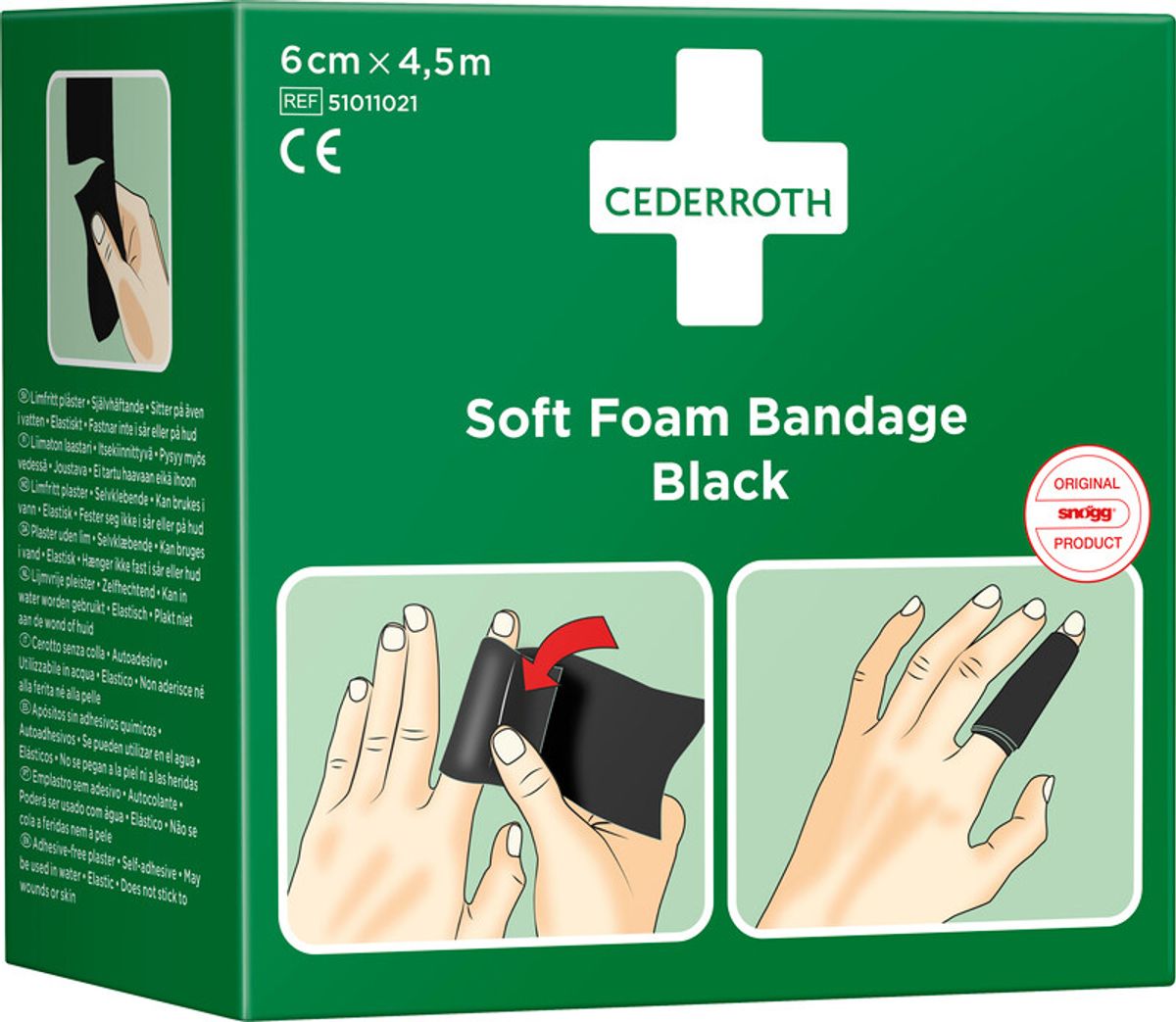 Cederroth soft bandage/plaster, sort, 6cm x 450cm