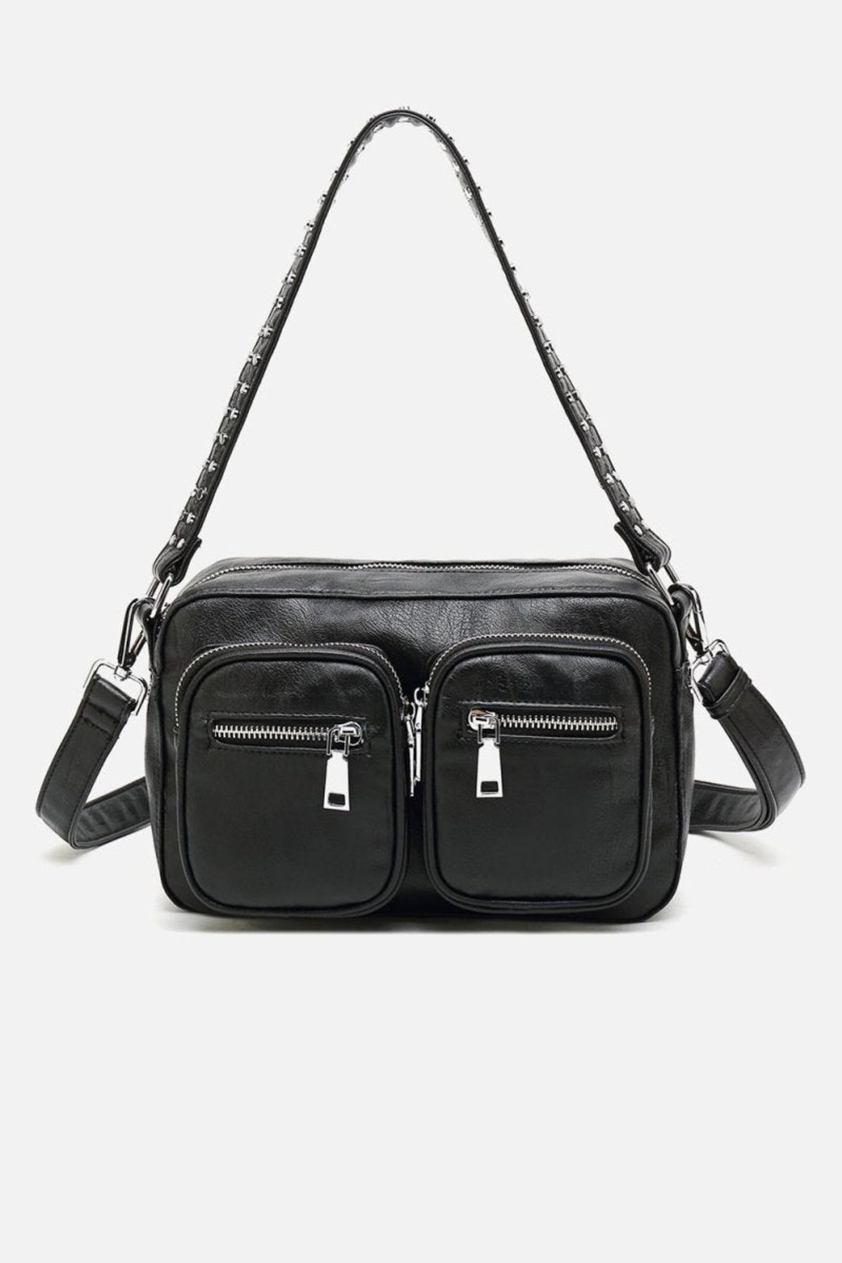 Celina Bag Black Leather Look Højde: 15 cm - Bredde: 25 cm - Dybde: 7 cm