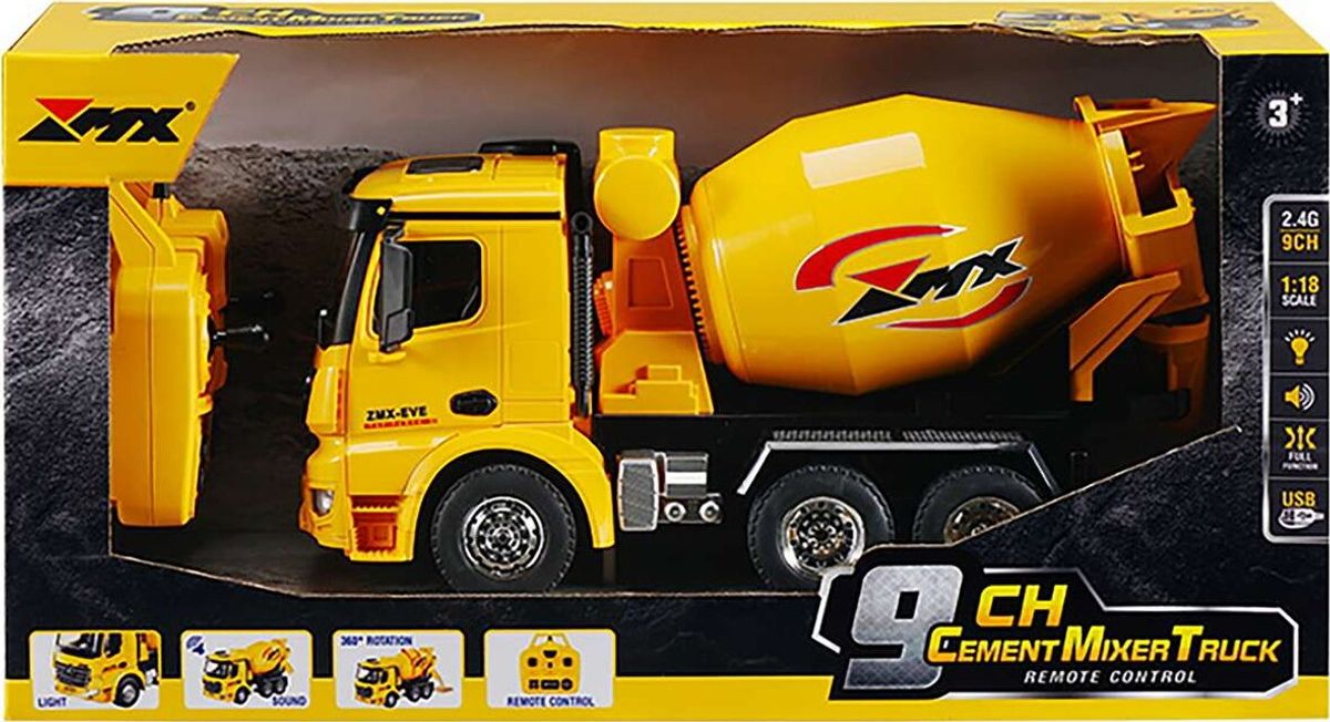 Cement Mixer R/c 1:18 2,4ghz, 3,7v, 9 Channels - Z6813a - Mx