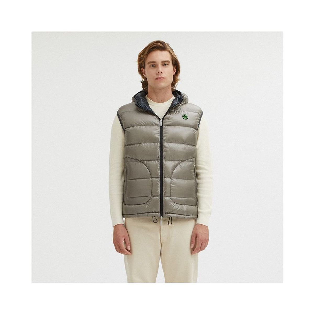 Centogrammi Reversible Goose Down Hooded Vest in Gray