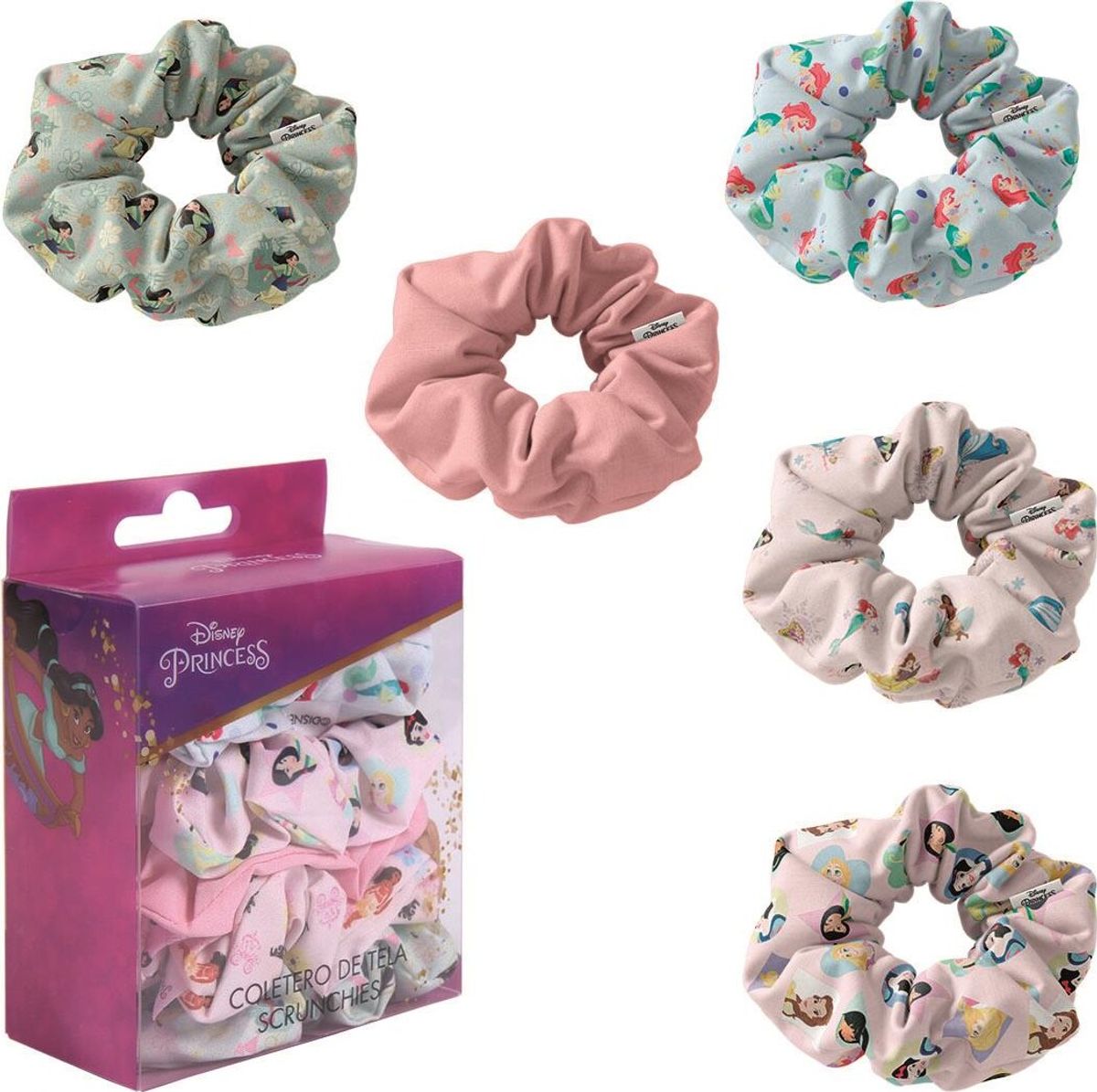 Cerda - Hair Accessories Scrunchies 5 Pieces - Disney Princess (2500001913)