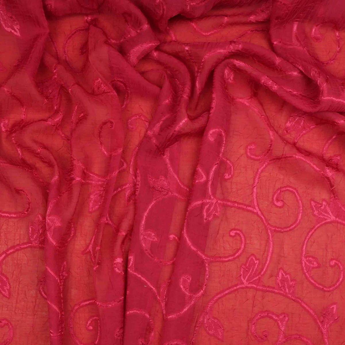 Cerise med mønster - 100% Polyester