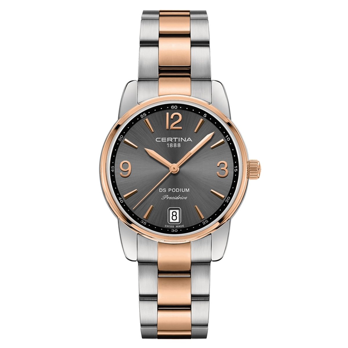 Certina DS Podium Lady 33 mm armbåndsur bicolor med mørkegrå skive