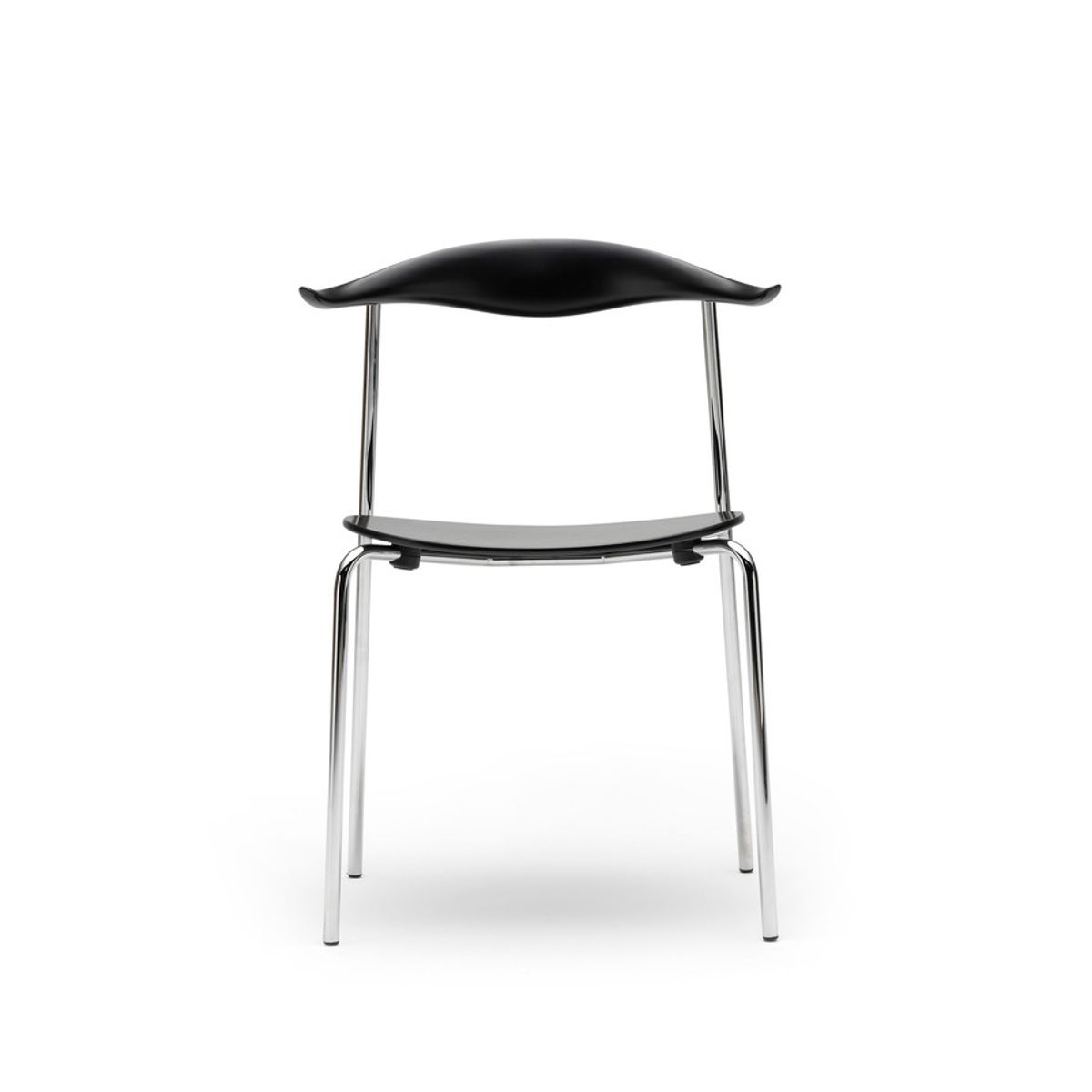 CH88 Stol, farvet af Hans J. Wegner (Rustfrit stål, Bøg/lædergruppe A, Black)