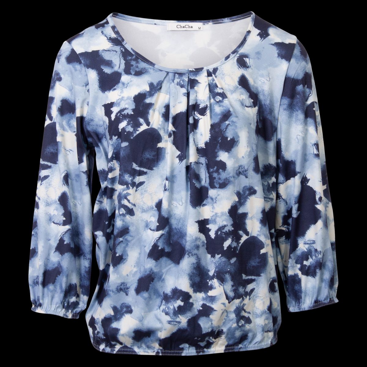 ChaCha Dame Bluse - Print 1 Blue - 2XL