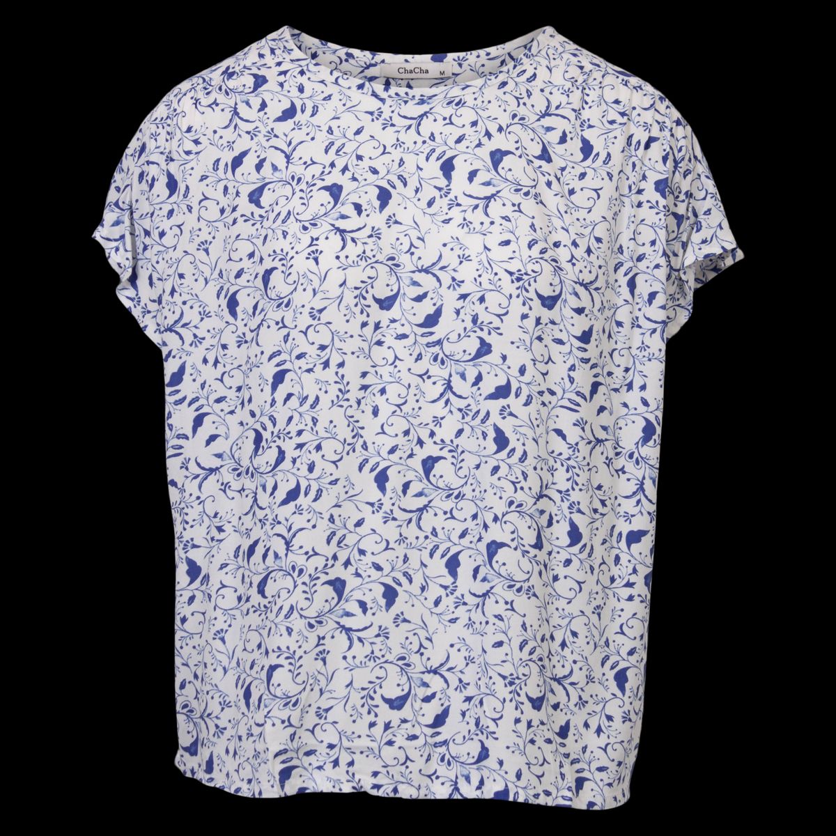 ChaCha Dame Bluse - White Print - M