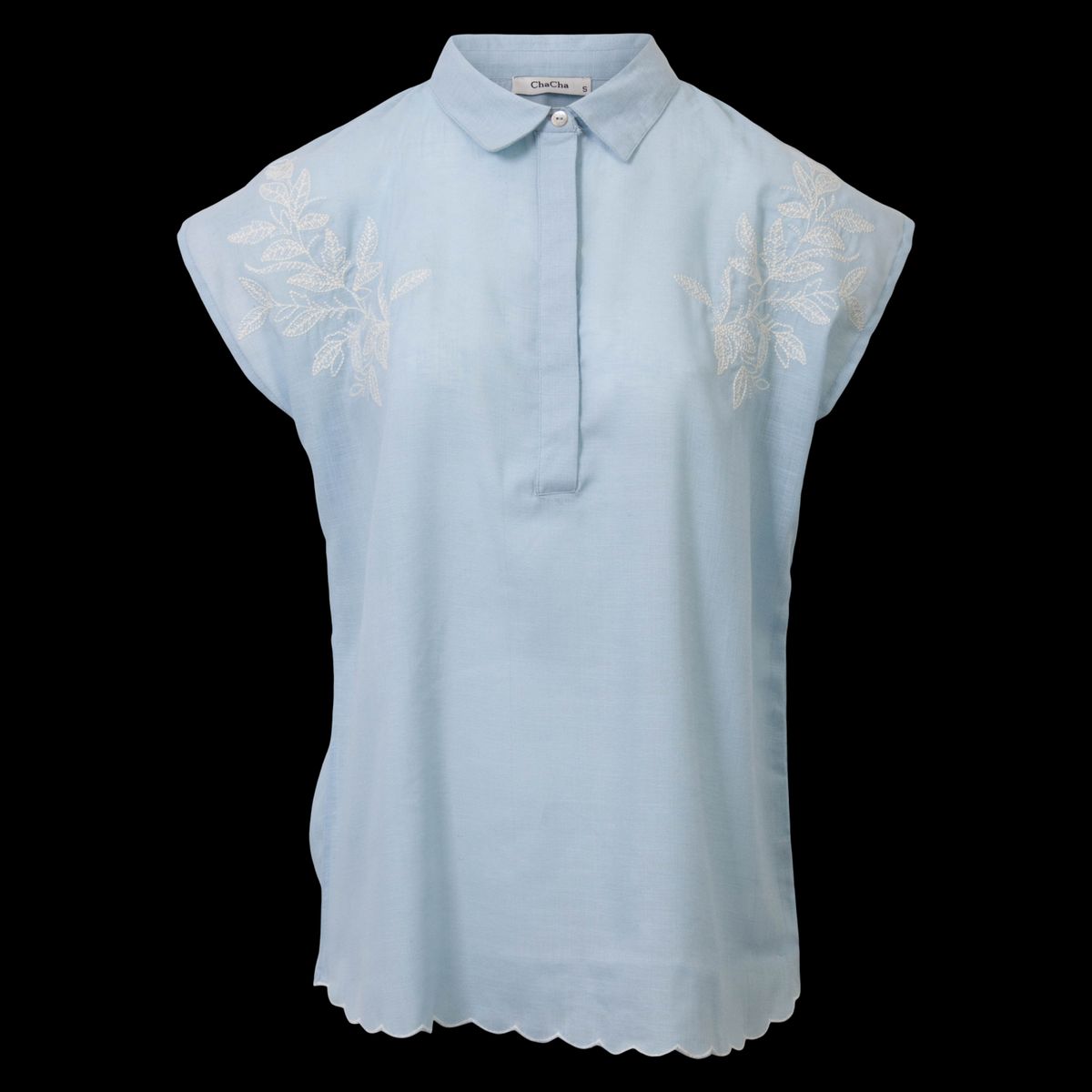 ChaCha Dame Kortærmet skjorte - Denim Light Blue - 2XL