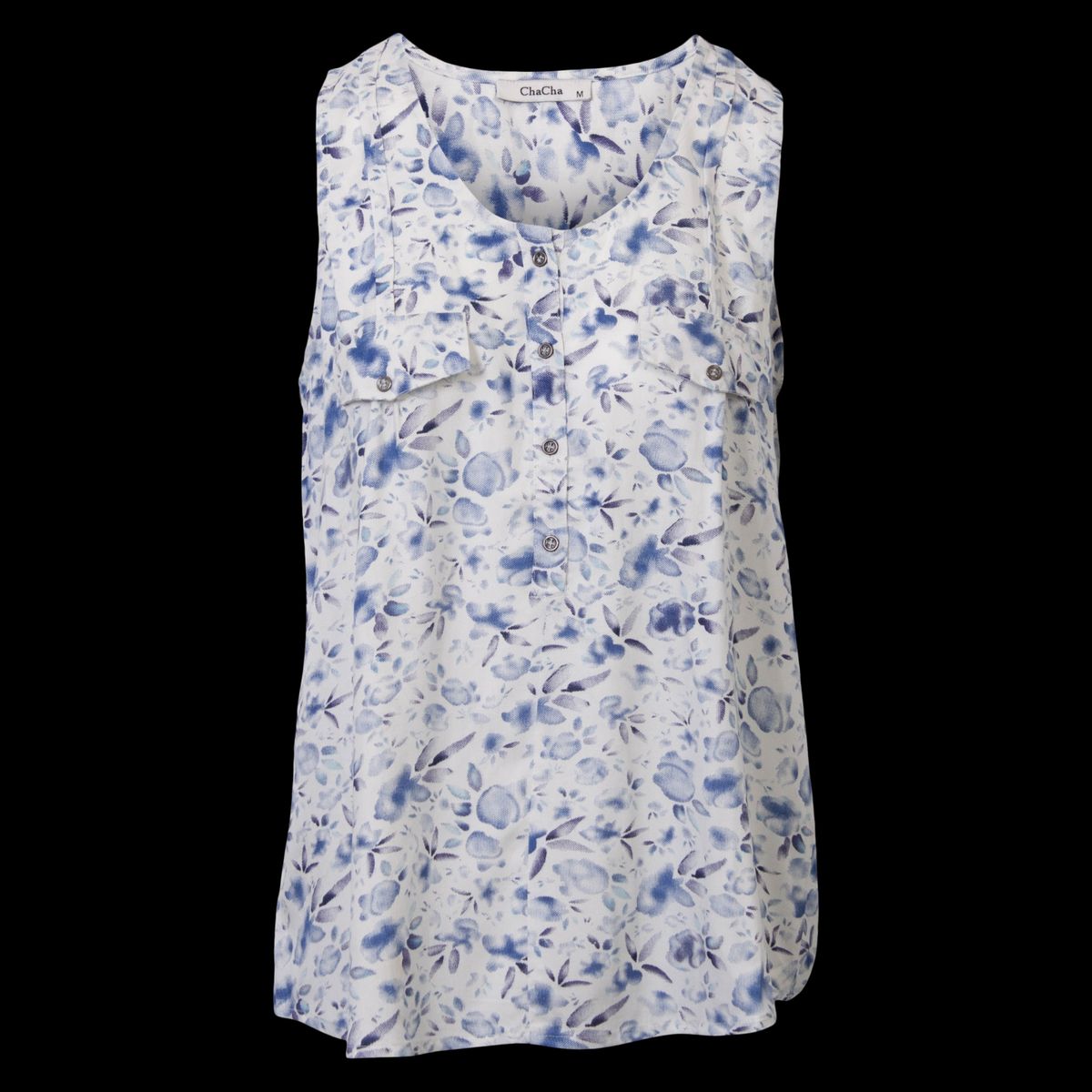 ChaCha Dame Top - Print 5 Blue - L